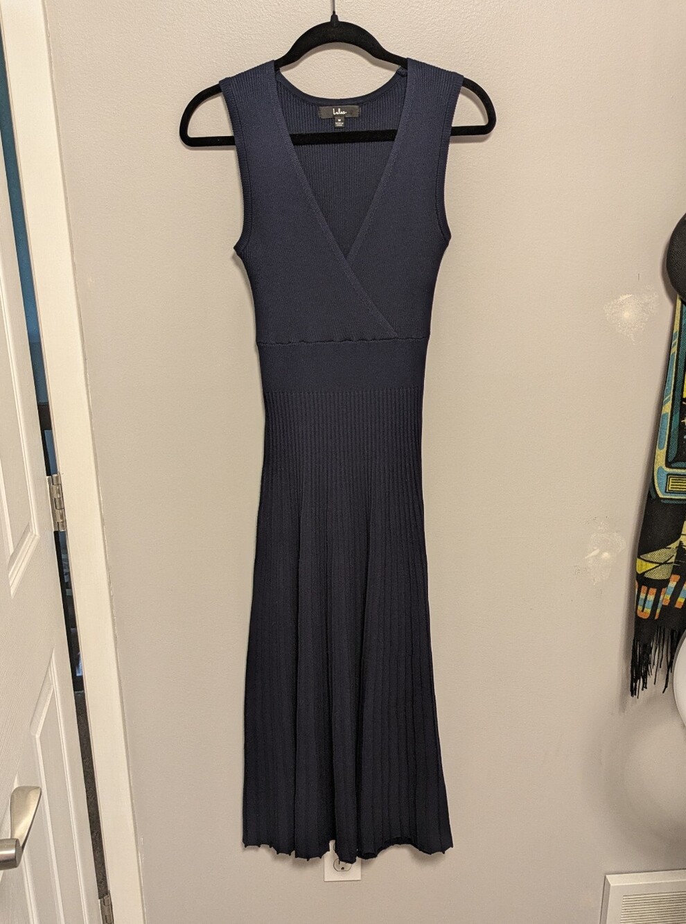 Lulus Navy Blue Ribbed Knit Midi Dress